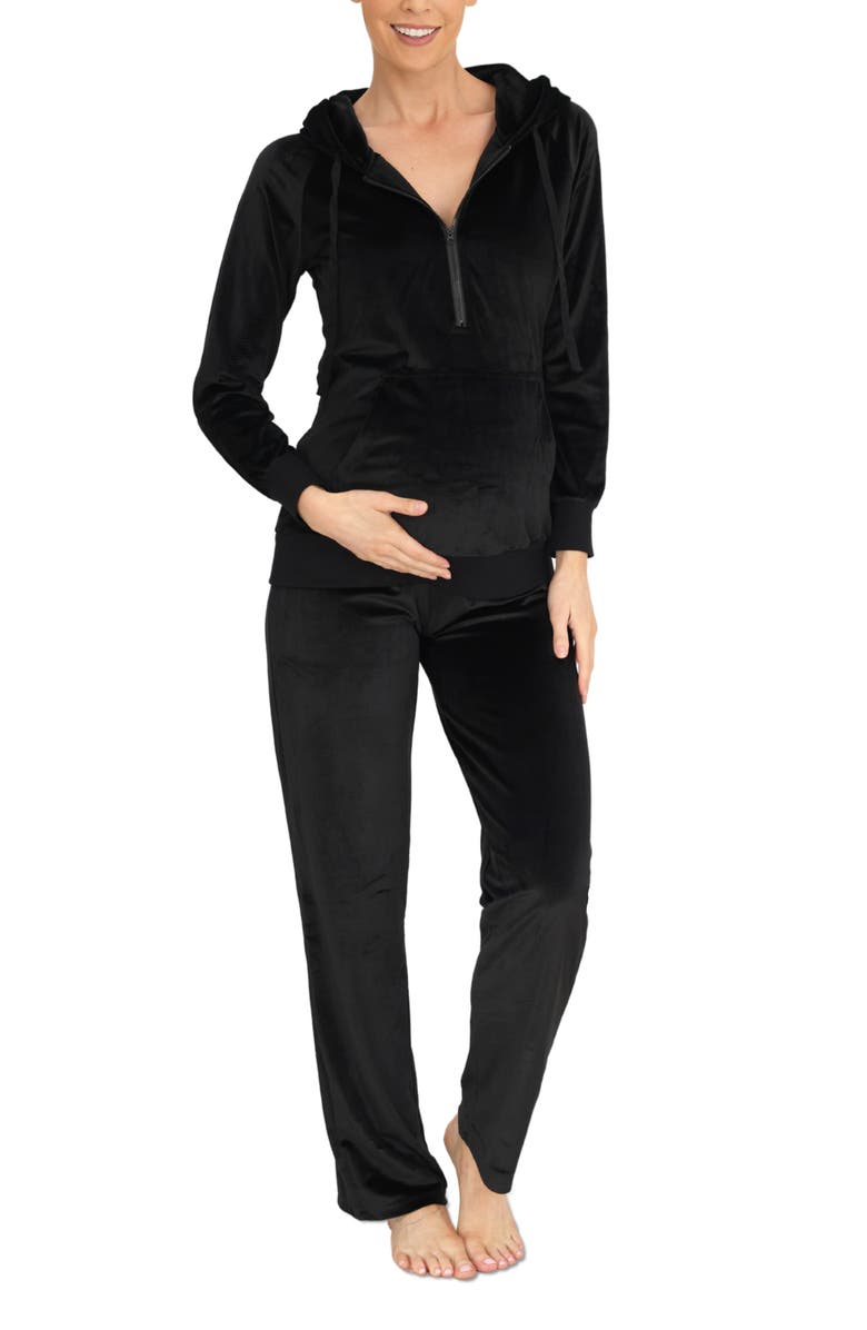 Angel Maternity Velour Maternity Jacket & Joggers Set, Main, color, 