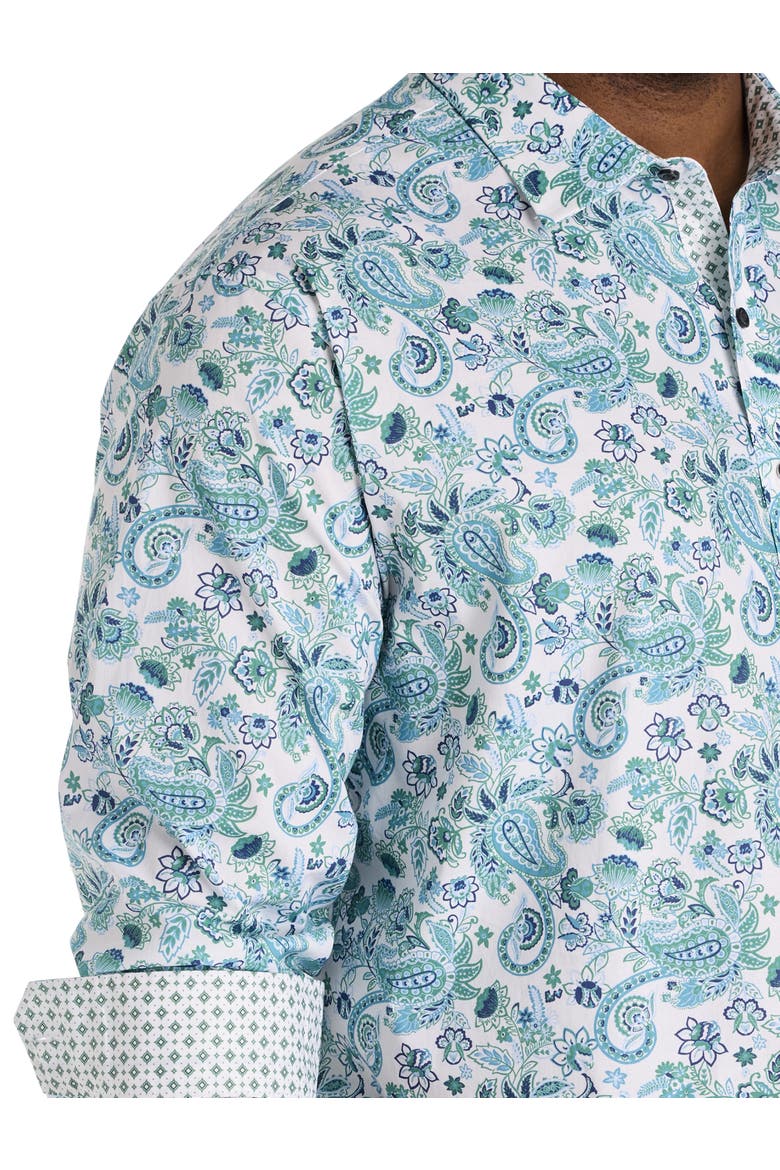 Big & Tall Large Paisley Sport Shirt, Alternate, color, WHITE MULTI