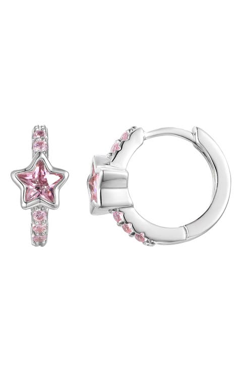Kids' Star Cubic Zirconia Hoop Earrings