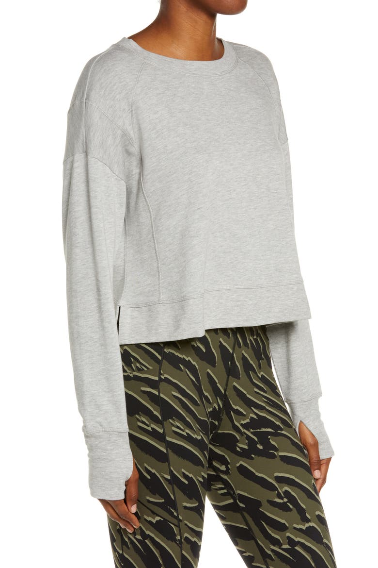 After Class Cotton Blend Crop Sweatshirt, Alternate, color, LIGHT GREY MARL