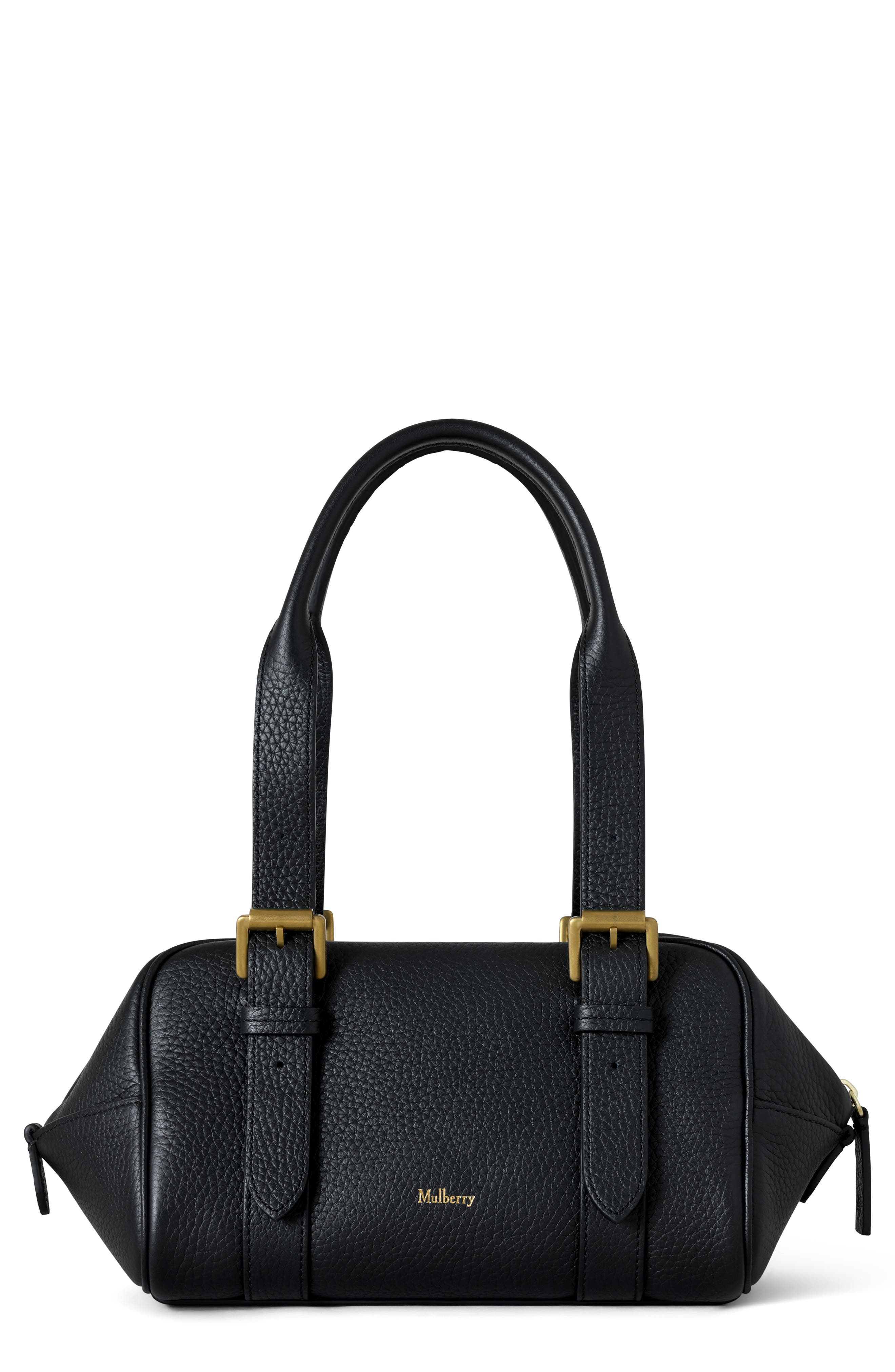 Mulberry Small Boston Heavy Grain Top Handle Bag, Main, color, Black