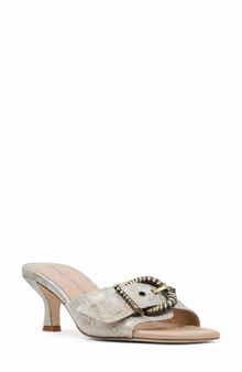 Donald Pliner Buckle Croc Embossed Slide Sandal