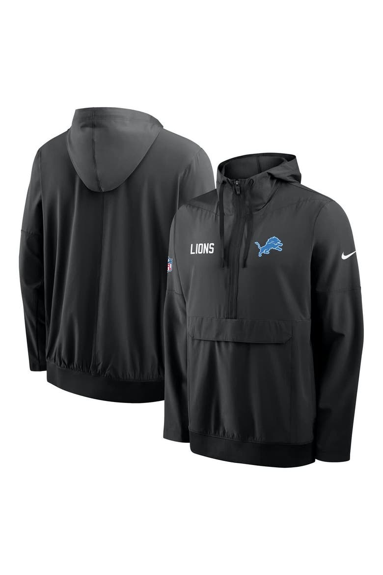 Men's Nike Black Detroit Lions Sideline Alt Pack Anorak Half-Zip Hoodie Jacket, Alternate, color, Black