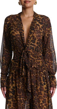 Naked Wardrobe Plunge Tie Front Chiffon Top