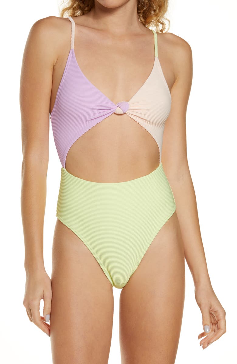 Billabong Tanlines Cutout Colorblock One-Piece Swimsuit, Main, color,