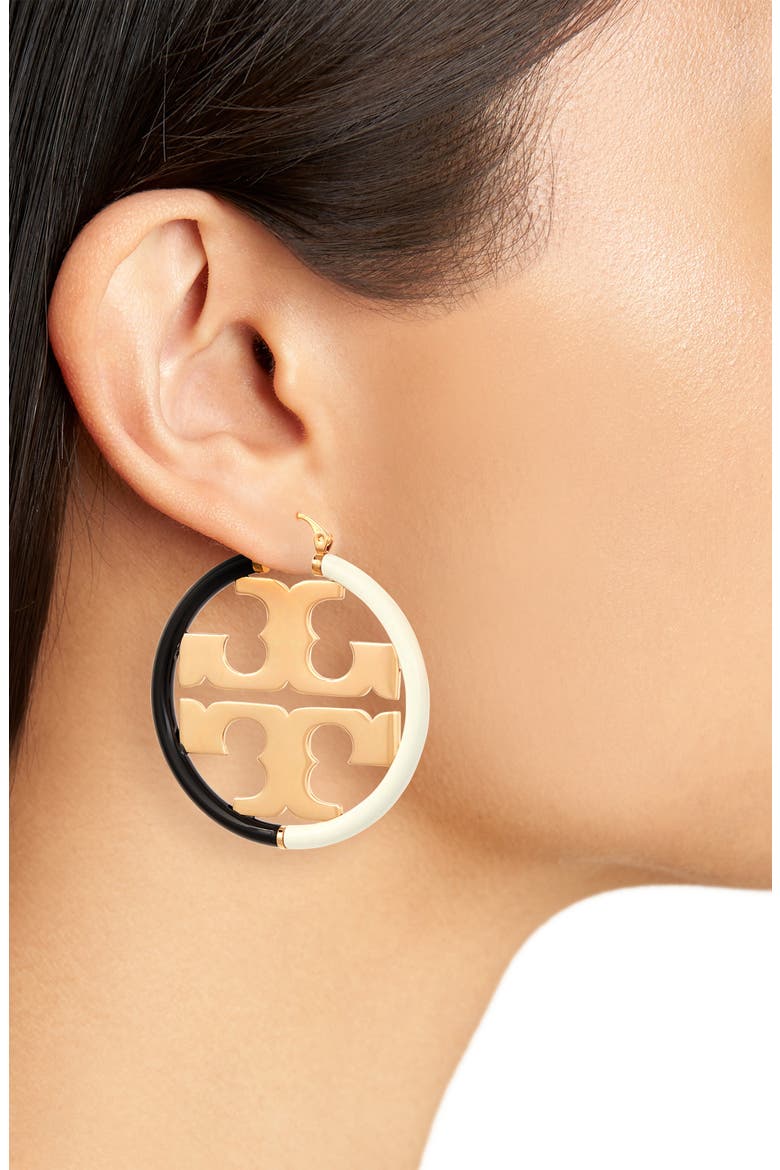 Miller Hoop Earrings, Alternate, color, BRASS / GROUND OFF ENAMEL