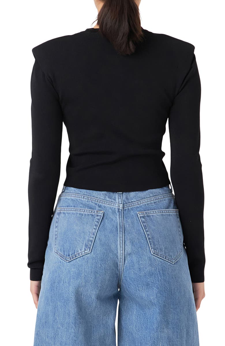 Grey Lab Padded Shoulder Cardigan, Alternate, color, 