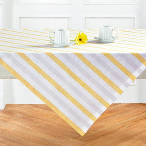 Linen Table Throw - Sorrento Stripe, 52" x 52", 52" x 52"