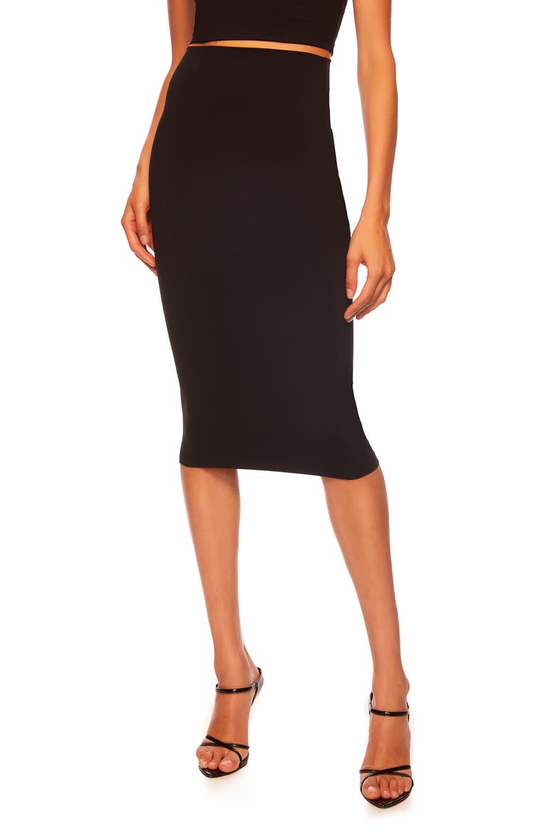 Slim High Waist Stretch Pencil Skirt, Main, color, BLACK