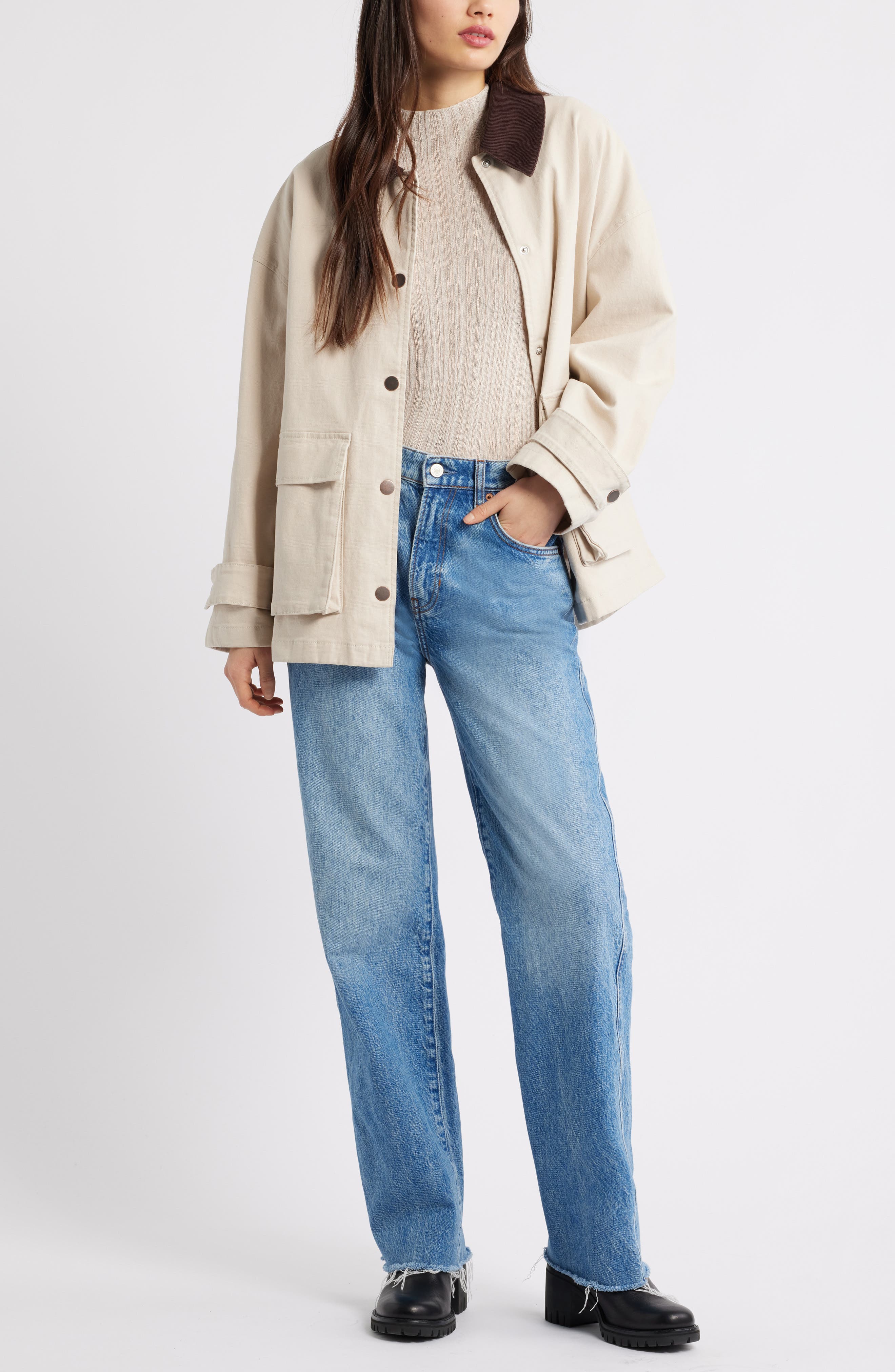 Open Stitch Linen Blend Mock Neck Sweater - image 4