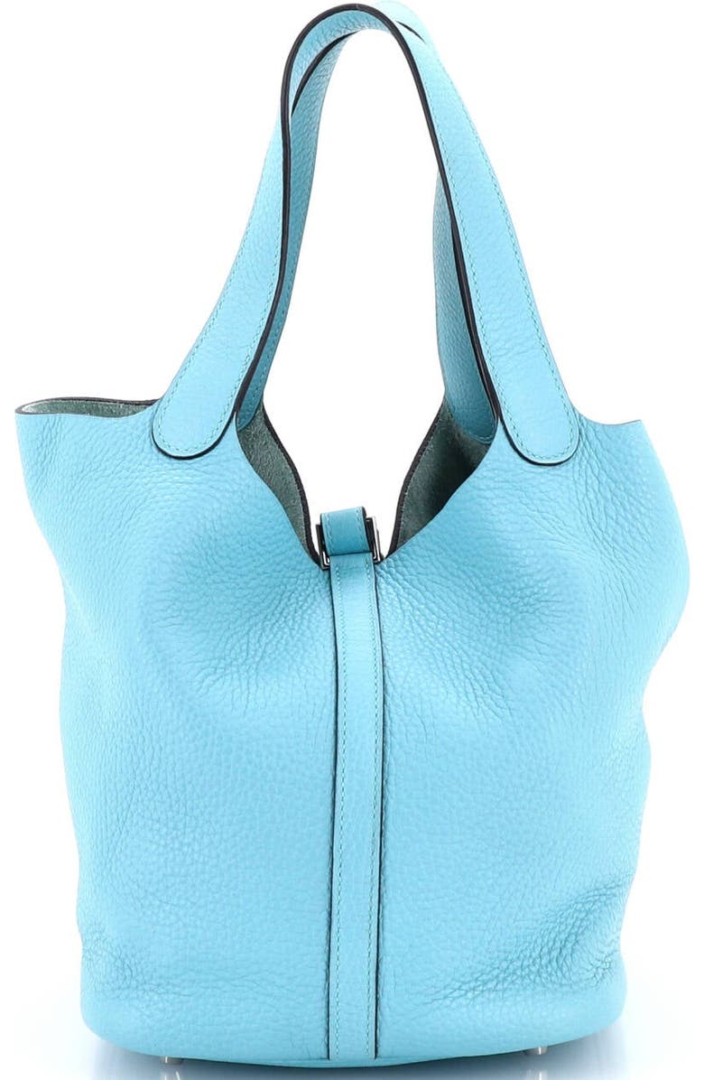 Pre-Owned Hermes Picotin Lock Bag Clemence MM, Alternate, color, Bleu Atoll