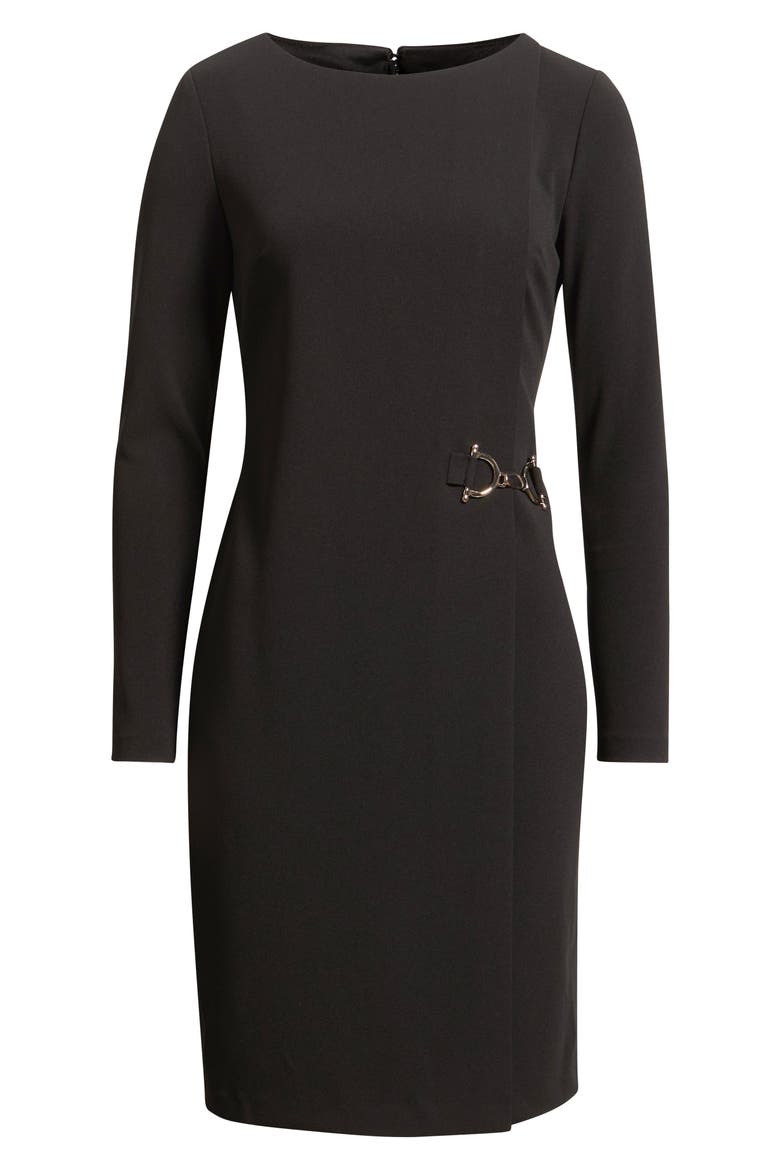 Long Sleeve Scuba Sheath Dress, Alternate, color, BLACK