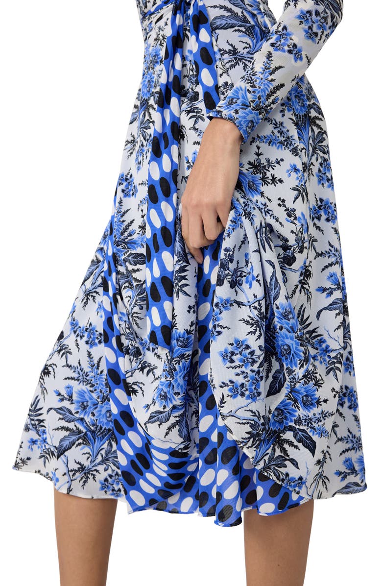 DVF Phoenix Reversible Long Sleeve Midi Shirtdess, Alternate, color, Jelly Dot Aquarius