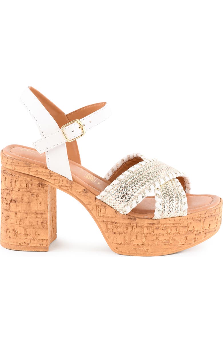 Seychelles Bravo Wedge Sandal, Alternate, color, Light Gold-White