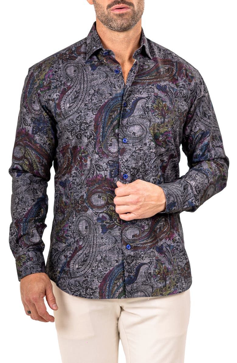 Maceoo Fibonacci Marthyr 0256 Paisley Contemporary Fit Button-Up Shirt, Alternate, color, 