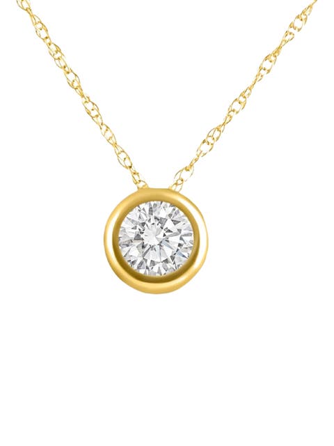 1/2Ct Diamond Bezel Pendant Solitaire Necklace 14k Gold Lab Grown