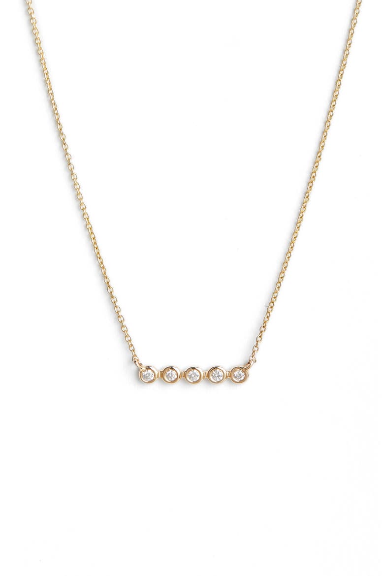 Lulu Jack Bezel Diamond Bar Necklace, Main, color, YELLOW GOLD/ DIA