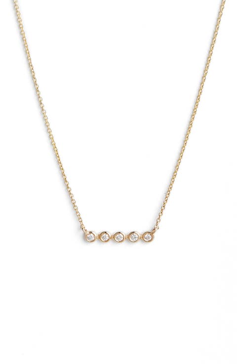 Lulu Jack Bezel Diamond Bar Necklace