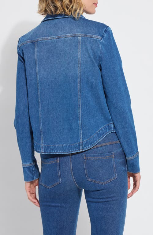 Lyssé Curve Hem Denim Jacket In Blue
