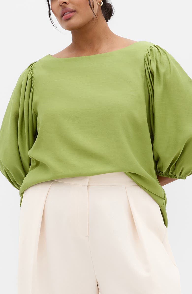 City Chic Immy Puff Sleeve Top, Main, color, Matcha