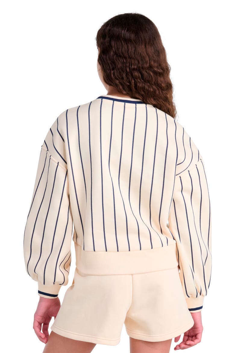 Kids' Pinstripe Crewneck Sweatshirt, Alternate, color, WHITE W/ BLUE