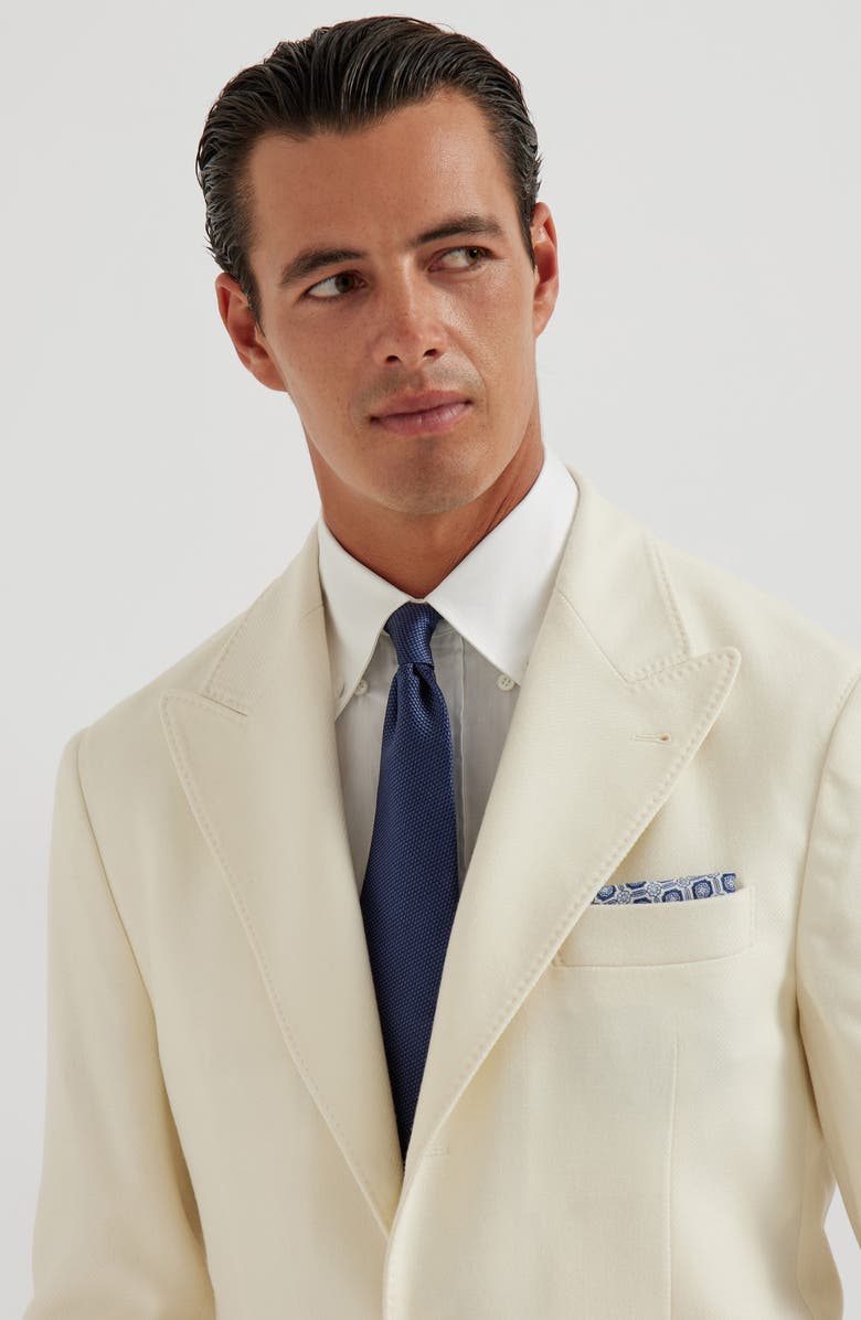 Brunello Cucinelli Textured silk twill tie, Alternate, color, Denim