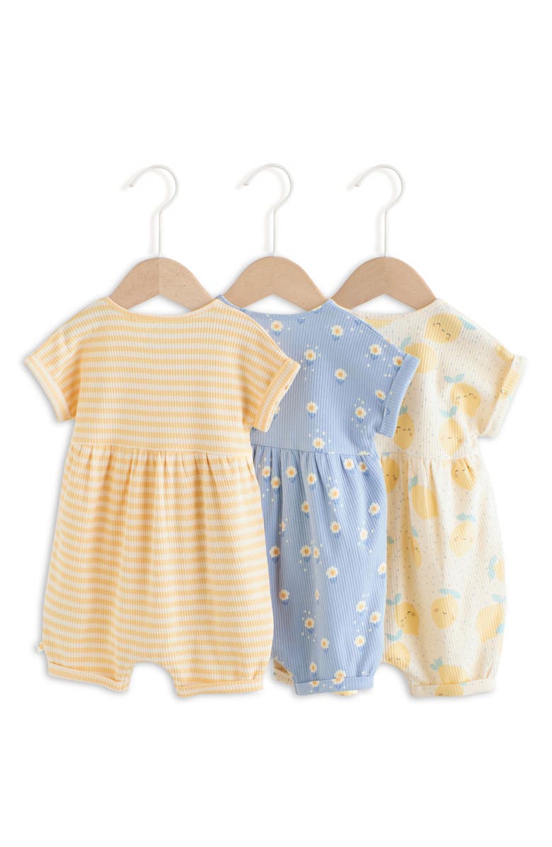 NEXT Pack of 3 Assorted Rompers, Alternate, color, Blue/ Yellow Multi