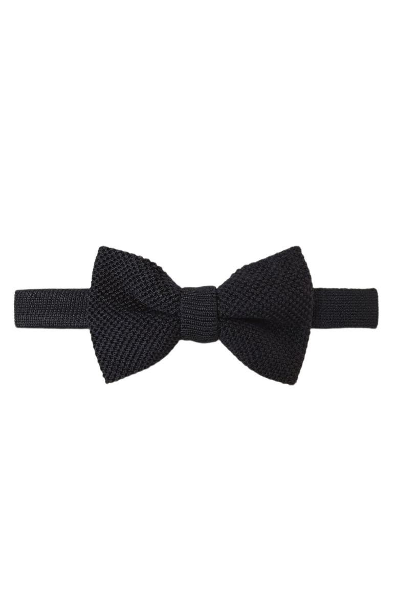 Robert Talbott Ryan Silk Knit Pre-Tied Bow Tie, Main, color, Black