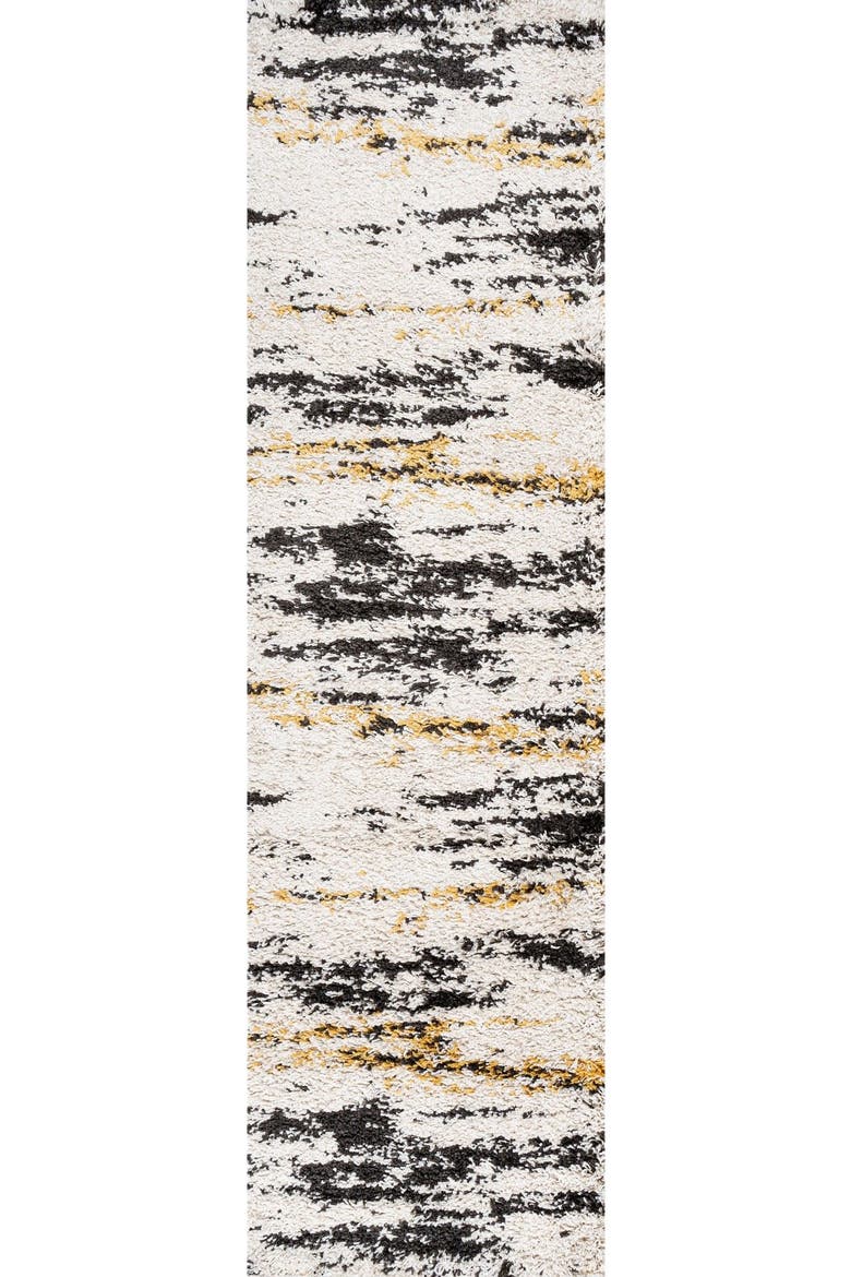 Nova Modern Bold Strie' Shag Area Rug, Main, color, Beige/Black/Yellow