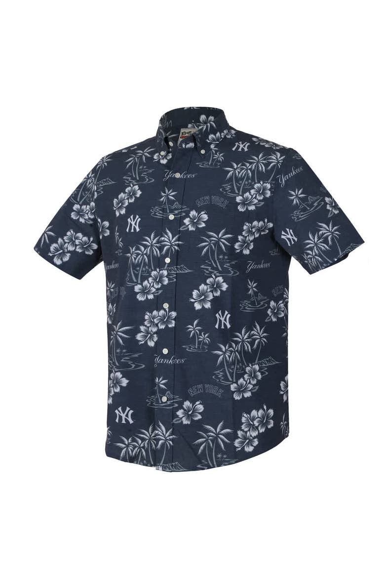 Men's Reyn Spooner  Navy New York Yankees Kekai Performance Button-Down Tri-Blend Top, Alternate, color, Navy