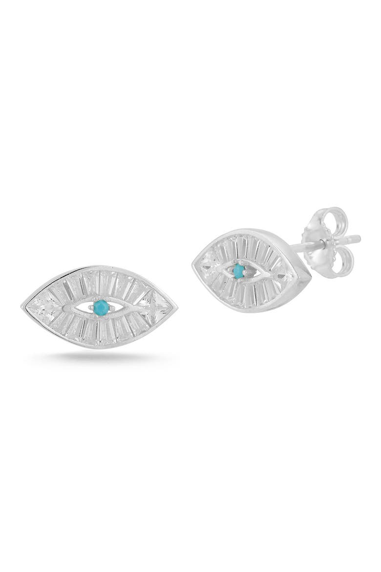 Evil Eye CZ Stud Earrings, Main, color, SILVER