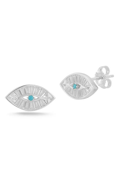 Evil Eye CZ Stud Earrings