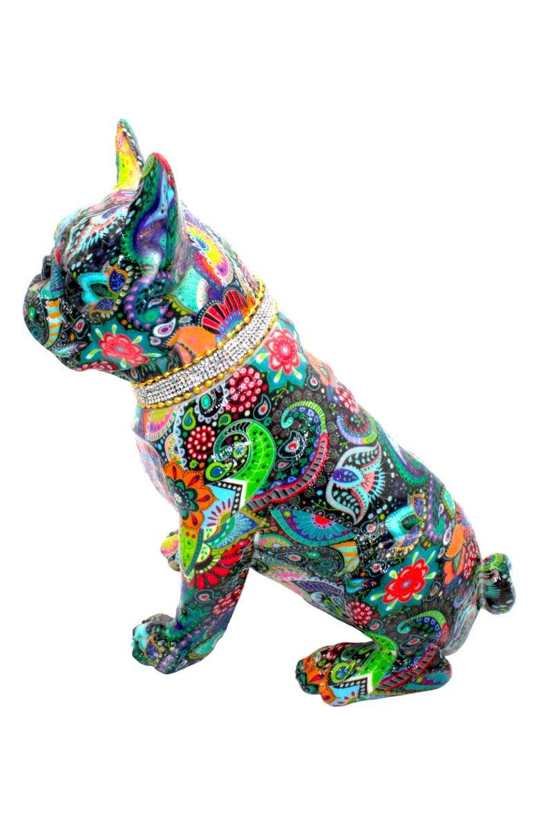 INTERIOR ILLUSIONS Flower Sitting French Bulldog Statue, Alternate, color, Multi-Color