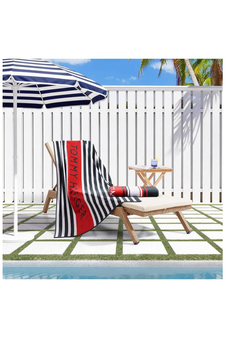 Leisure Beach Towel, Alternate, color, WHITE/ MIDNIGHT BLUE/ SCARLET