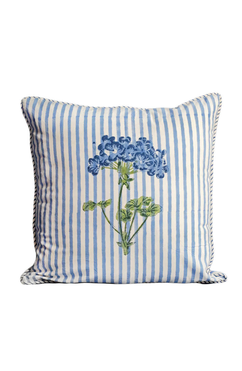 Inner Child Hydrangea Blockprint Pillow - Cover + Insert, Main, color, Blue