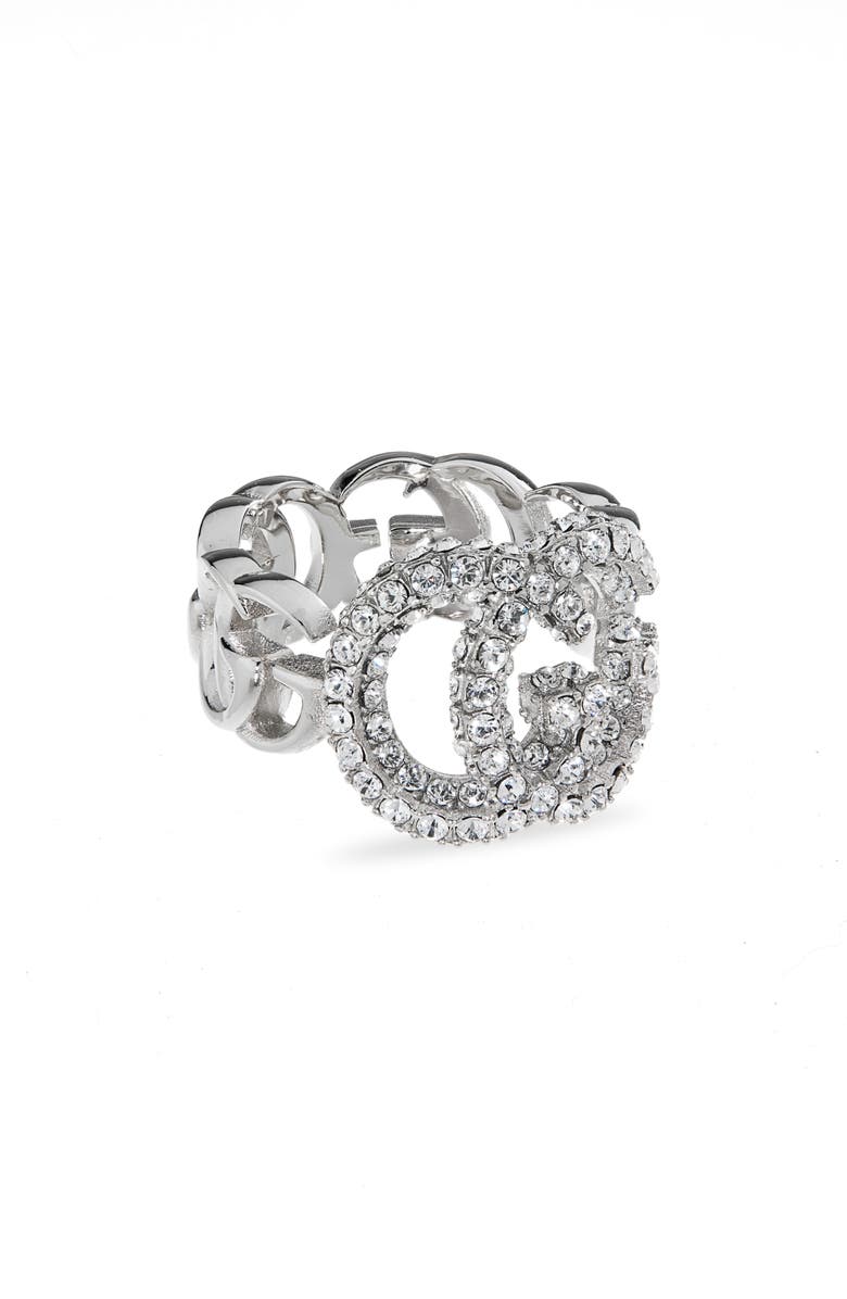 Gucci Interlocking GG Crystal Ring, Main, color,