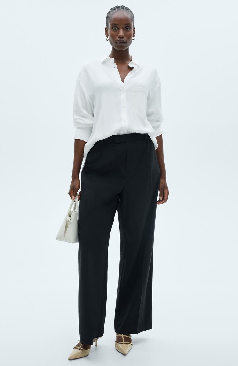 MANGO Flowy Button-Up Shirt, Alternate, color, 