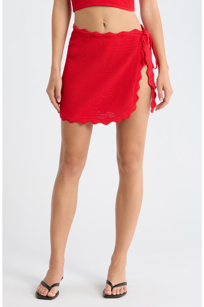 Scalloped Edge Knit Cover-Up Sarong, Main, color, SUNSET SIESTA