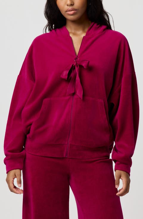 Velour Bow Hoodie