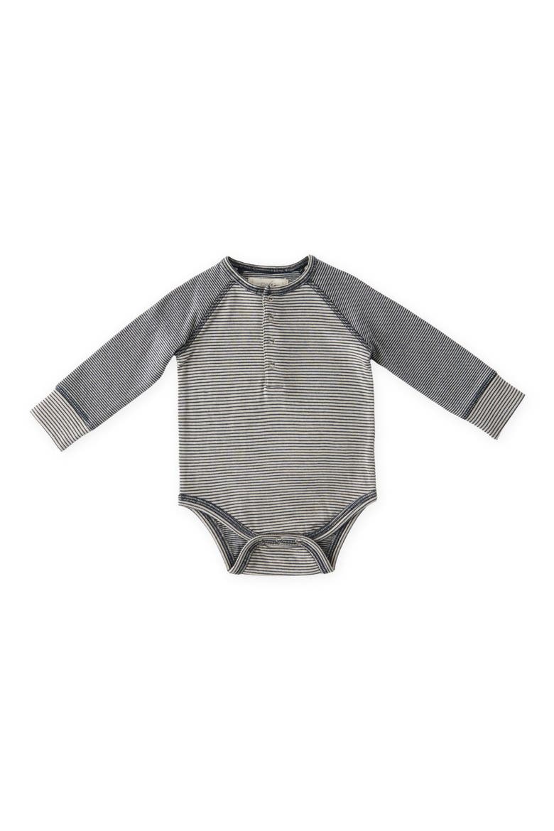 Sailor Stripe Raglan Sleeve Organic Cotton Bodysuit, Main, color, INK