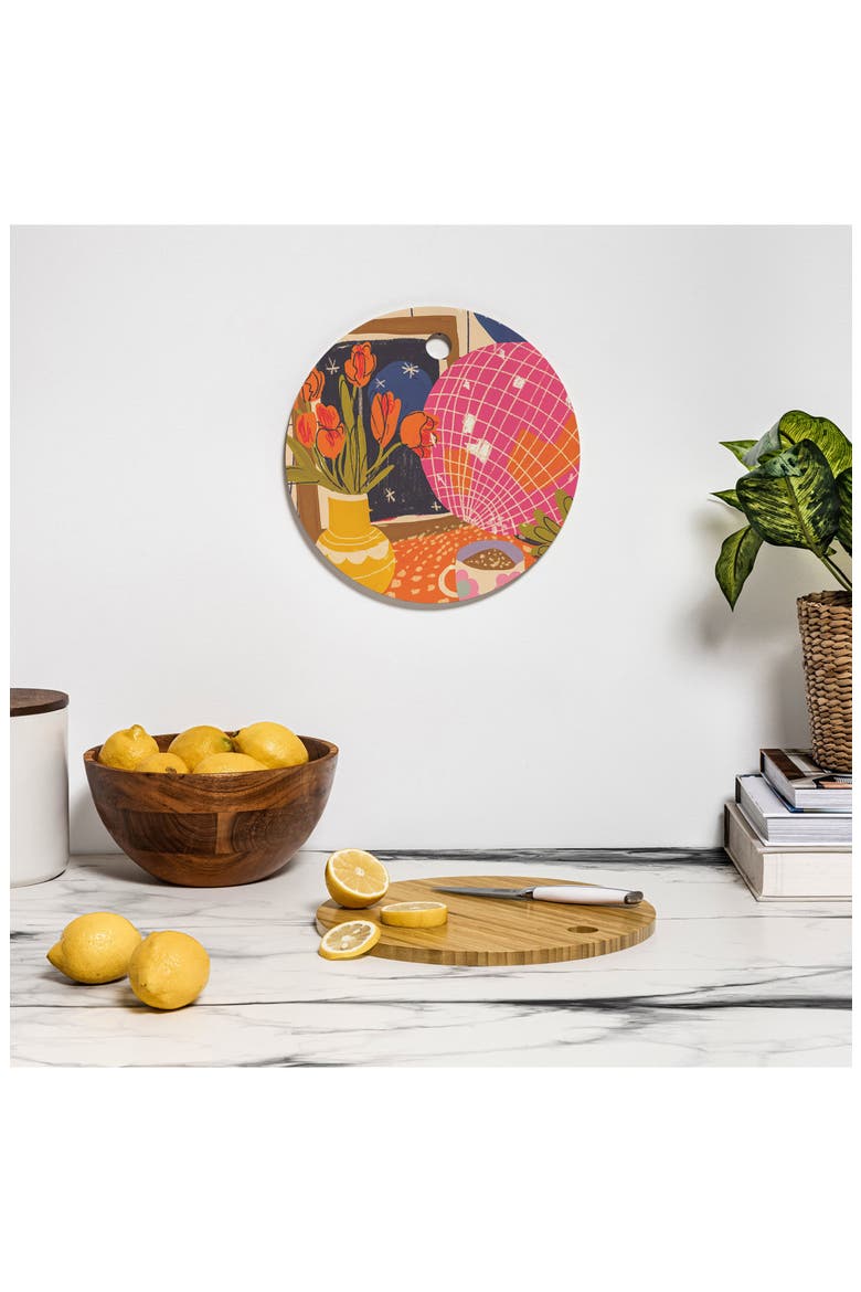 Disco Night Wood Cutting Board, Alternate, color, ORANGE