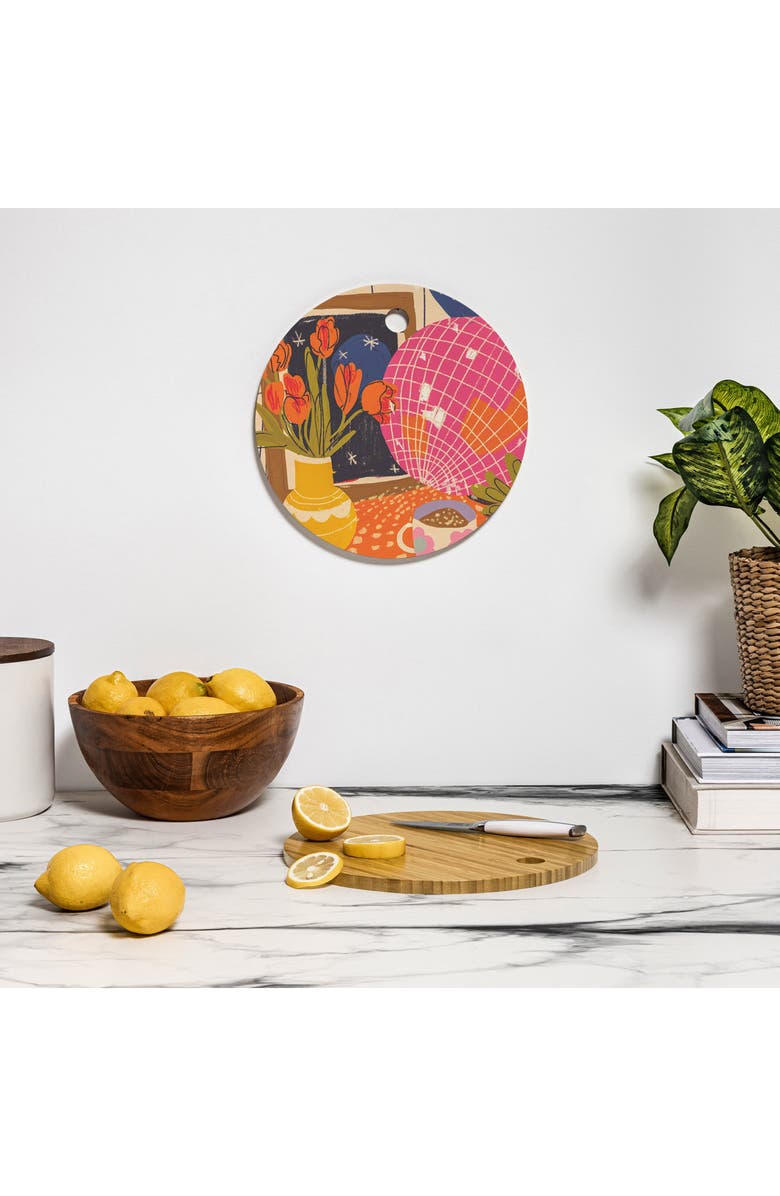 Deny Designs Disco Night Wood Cutting Board, Alternate, color, Orange