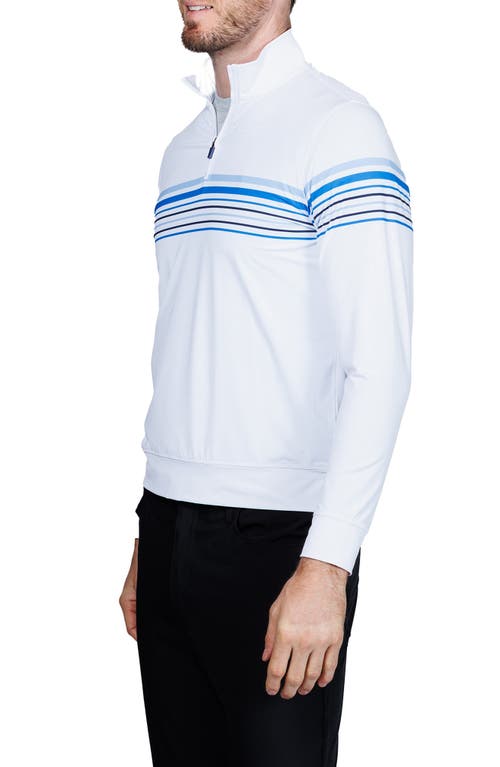 Tailorbyrd Engineered Stripe Performance Quarter-zip Polo In White