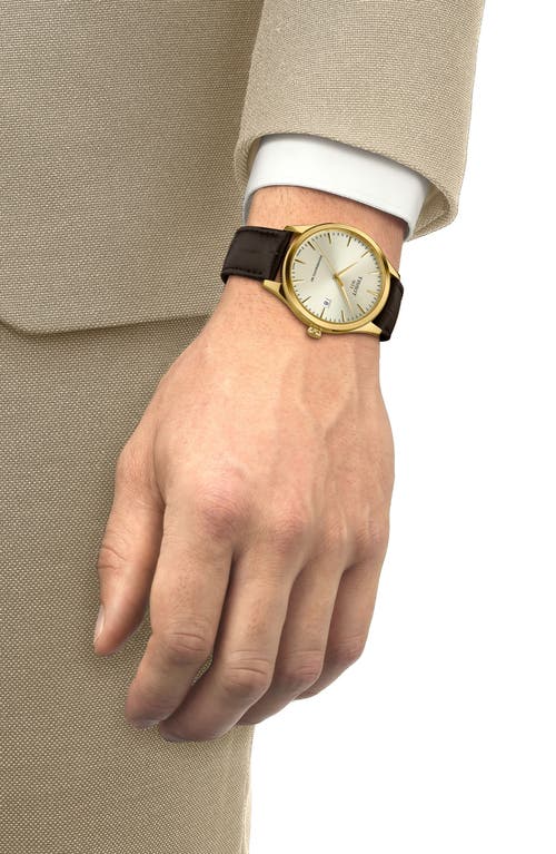 Tissot Classic Dream Automatic Leather Strap Watch, 40mm In Black