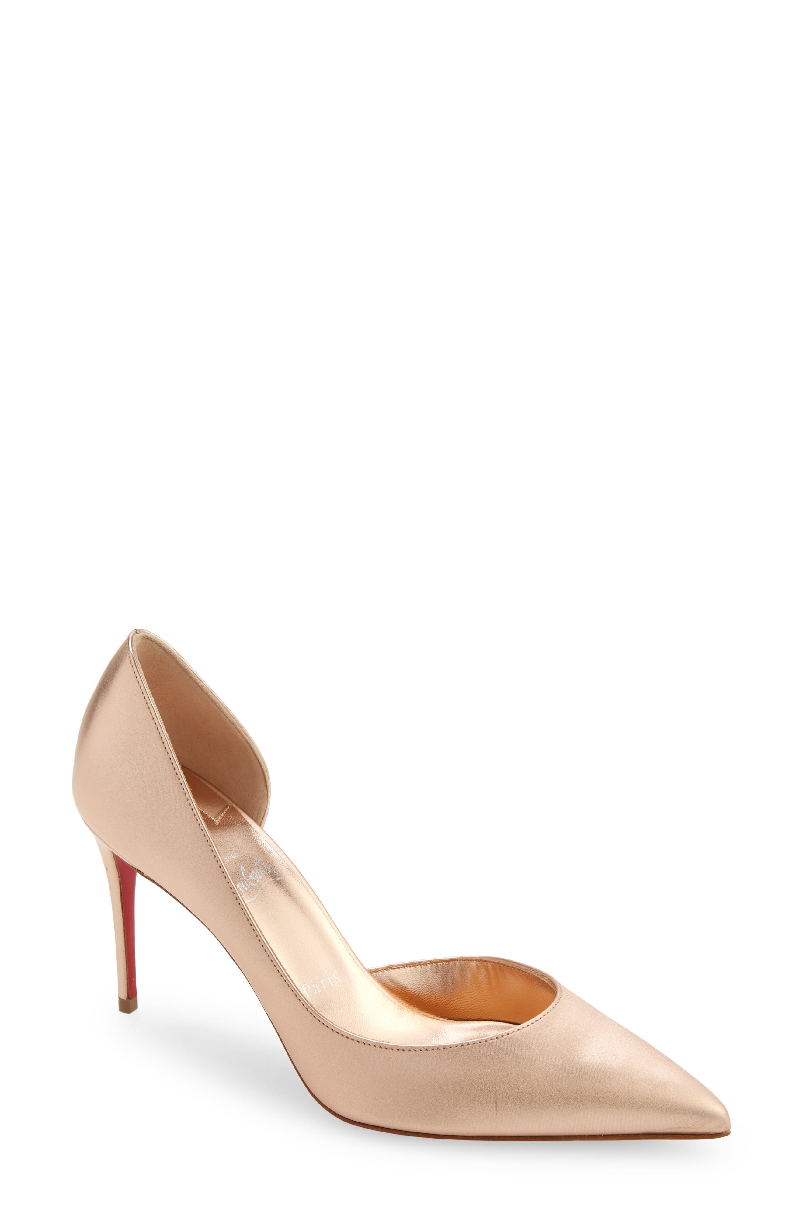 Iriza Pointed Toe Half d'Orsay Pump, Main, color, F608 LECHE/ LIN LECHE