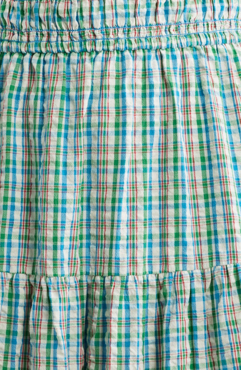 Damson Madder Ebba Plaid Cutout Detail Organic Cotton Dress, Alternate, color, Teal Multi