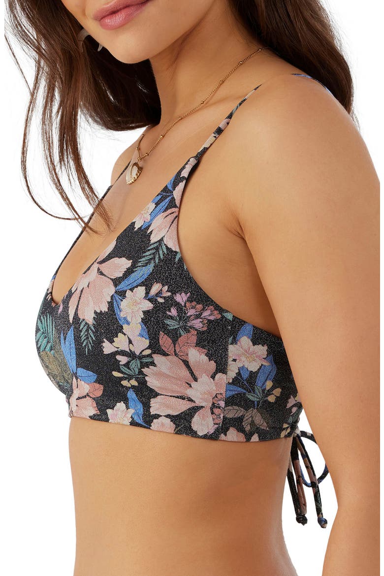 Matira Tropical Middles Metallic Bikini Top, Alternate, color, BLACK
