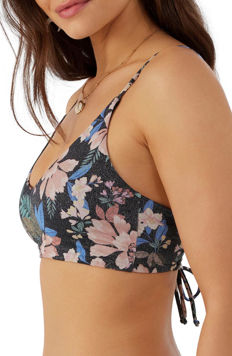 O'Neill Matira Tropical Middles Metallic Bikini Top, Alternate, color,