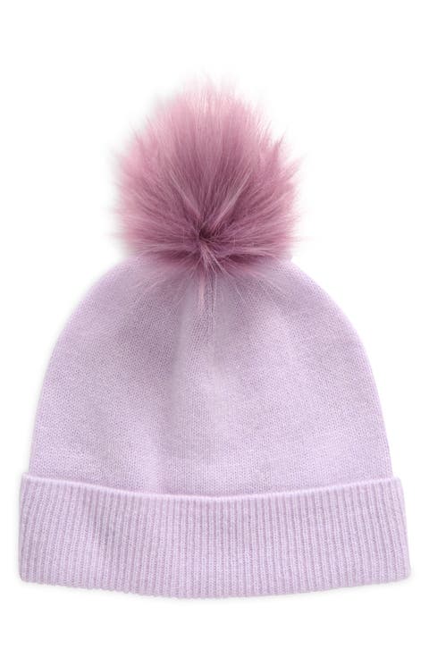 Faux Fur Cashmere Pompom Beanie