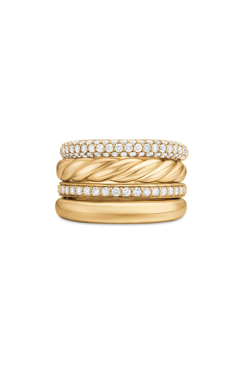 Mercer™ Multirow Ring with Pavé Diamonds, Main, color, 18K YELLOW GOLD